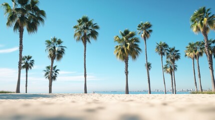 Obraz premium Palm Trees on San Diego Beach with White Clouds