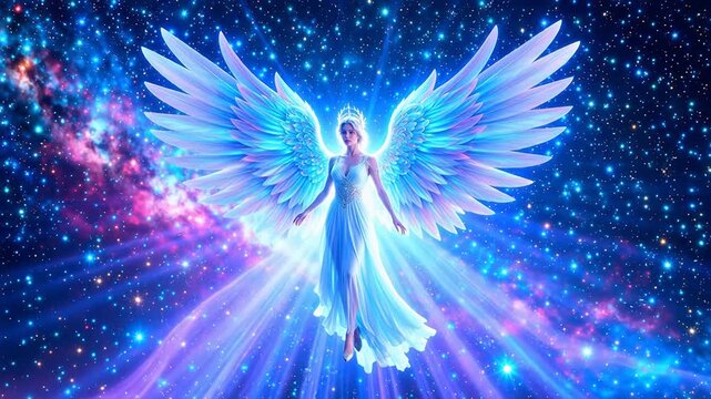 Angel with wings in space