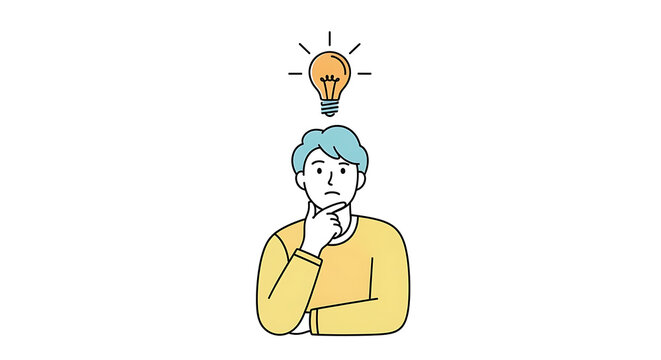 Thinking person, creative idea, light bulb moment, inspiration concept