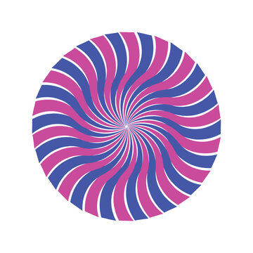 This image is a vibrant, circular optical illusion featuring an alternating pink and blue spiral pattern.