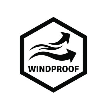 Windproof vector illustration logo design with hexagon shape and arrows