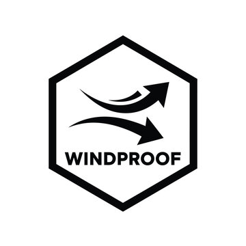 Windproof vector illustration logo design with hexagon shape and arrows