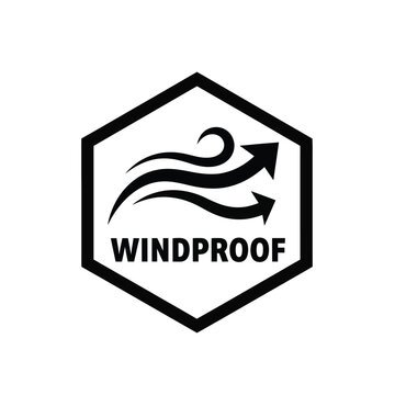 Windproof vector illustration logo with arrows and hexagon shape for weather resistant designs