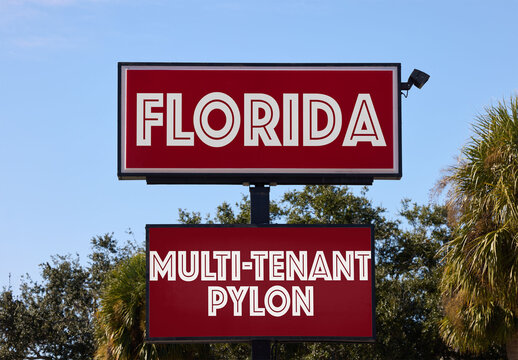 Florida multi-tenant Sign pylonsMockup