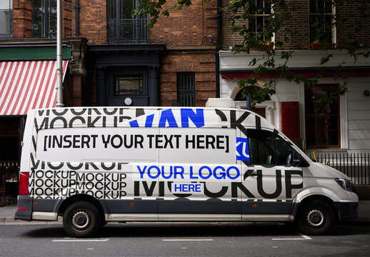 Real photo of Van Parked in Dublin Street. PSD mockup.