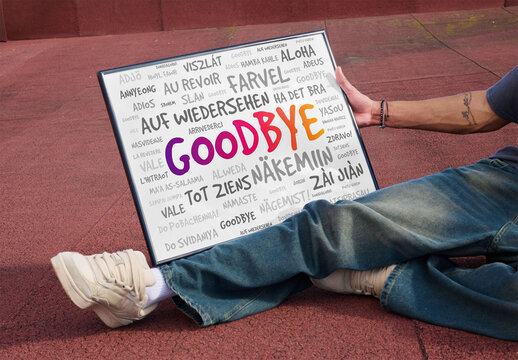 Mockup Frame Held by a Person Outdoors