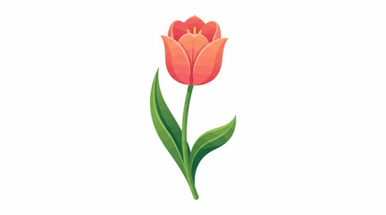 Obraz premium tulip flower vector illustration with a single blooming bud