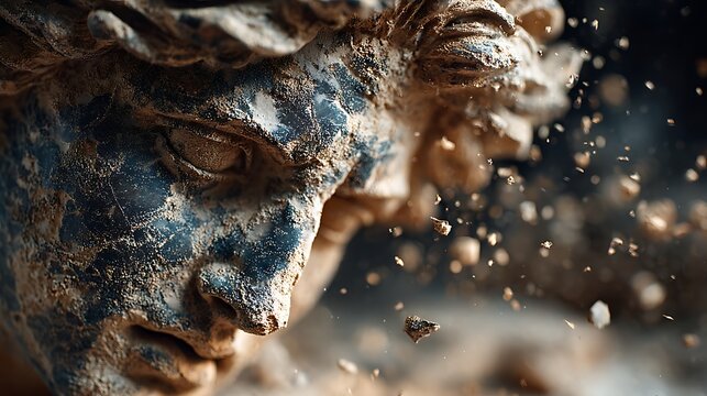 Classical marble sculpture mid carving with flying stone dust wallpapers