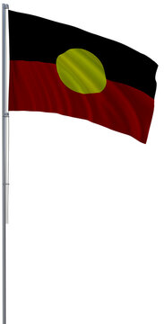 Mariya flag on metal flagpole flies in wind, 3D rendering