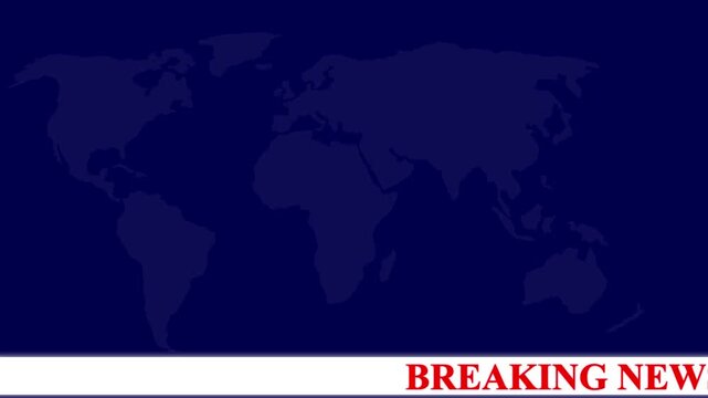 Breaking news lower third 3rd chyron 3rd loop 4k. TV broadcast style animation for breaking news or live updates, News lower third background overlay template animation with alpha channel