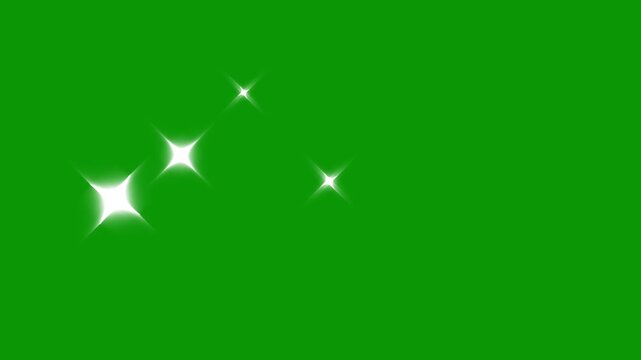 Shining white starburst and sparkling glitters, with bright lens flare on green background, glowing light particles radiant shine animation luxury bokeh flickering motio. 4K Video