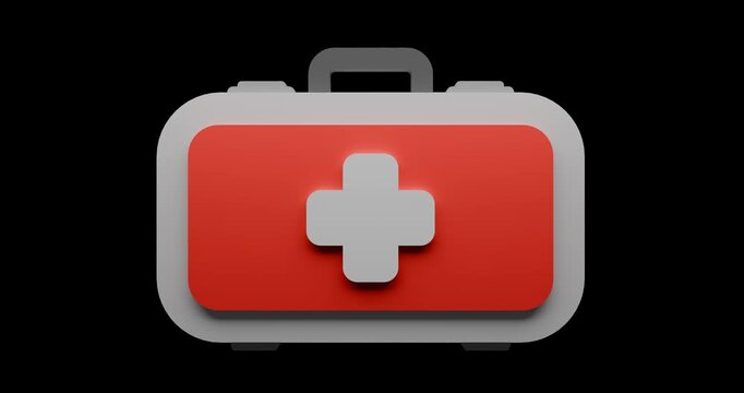 3d first aid kit box animation