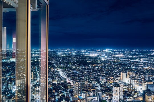 【夜景100選】市川市、アイ・リンクタウン展望施設から眺める夜景（市川市街方向）
