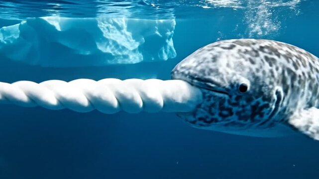 Narwhal With Tusk Surfaces In Arctic Waters