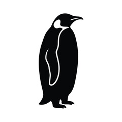 Obraz premium Black silhouette of a penguin standing on white background bird