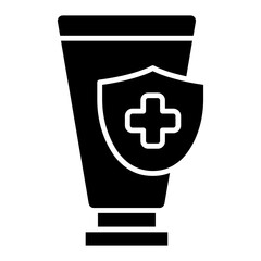 Obraz premium Antiseptic Cream Icon: Shield with Cross on Tube