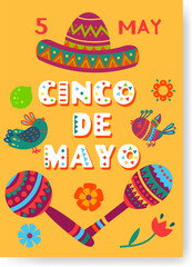 Fototapeta premium Cinco de Mayo festive Mexican holiday background art