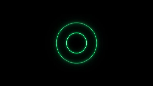 Concentric Green Neon Circles on Black Background rings