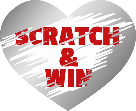 Heart scratch and win lottery game concept