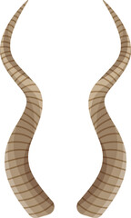 Pair of curved antelope horns illustration © Frogella.stock