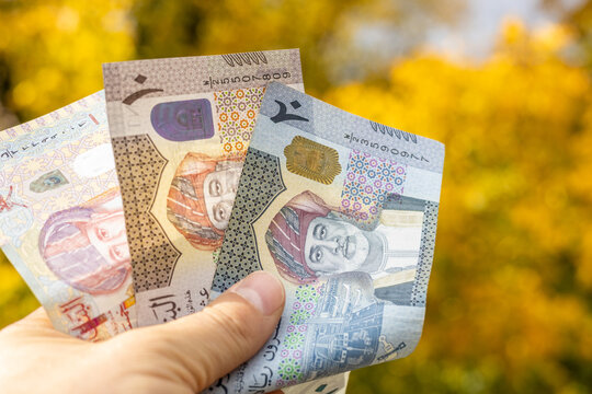 Oman money. Currency OMR, Omani Rial. business and financial concept. close up