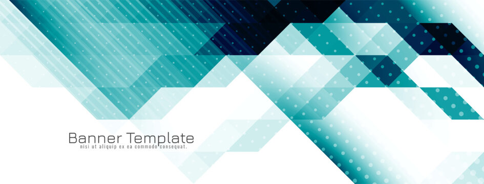 Modern blue color triangular mosaic pattern banner design