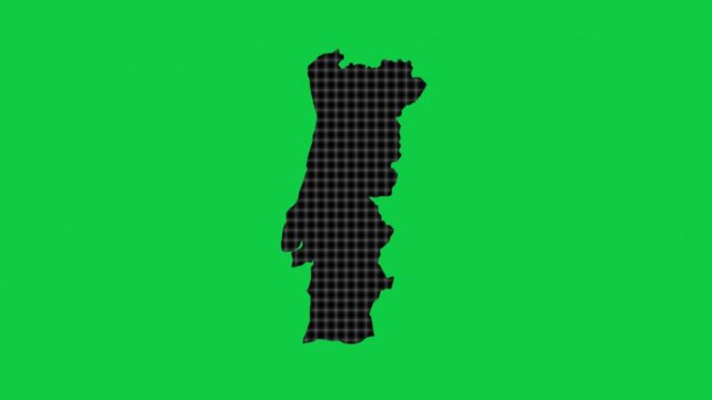 Portugal black cells effect map pop animation green background