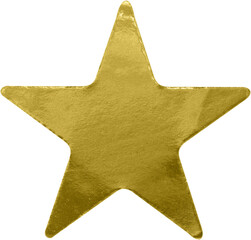 Golden star shape paper sticker label isolated on white background © Kwangmoozaa