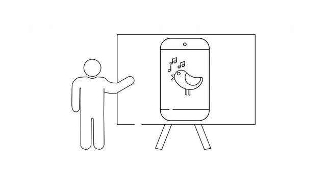 Presentation of a Mobile App with Bird Icon Design.