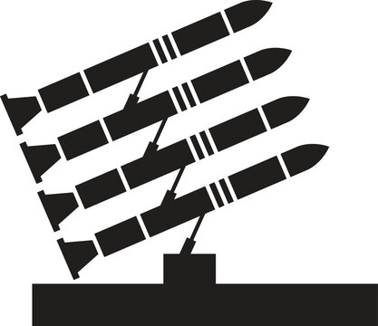 Military Rocket Truck Silhouette Vector Drawing of Multiple Launch Rocket System