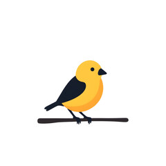 Obraz premium Yellow bird perched on branch illustration