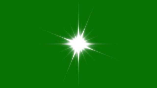Sparkle twinkle glitter star animation pack style effect, white doodle vector blinking shining stars with glowing festive light trails, seamless looping on transparent alpha green background, 4K