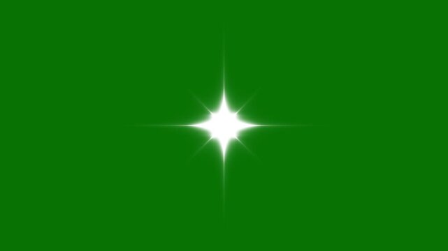 Twinkling sparkle stars shining animation, white vector doodle glitter star flashes with soft glowing light motion, seamless loop 4K festive overlay element on transparent alpha green background