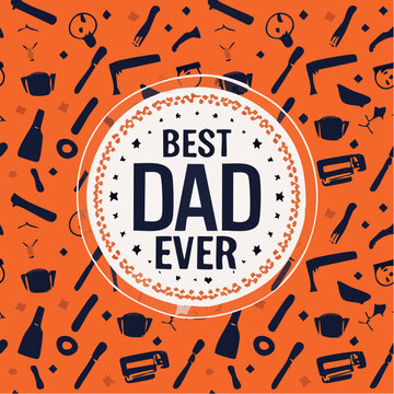 Best Dad Ever text in a decorative circular frame.