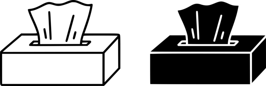 Facial Tissue Box Icon Set - Disposable Paper Napkin Vector Illustration