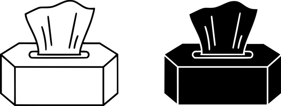 Facial Tissue Box Icon Set - Disposable Paper Napkin Vector Illustration