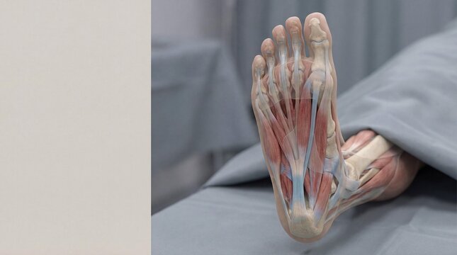 Anatomical visualization of intrinsic foot muscles and bone structures