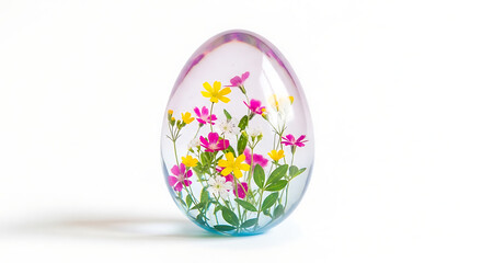 Fototapeta premium Easter egg, floral, transparent, colorful flowers, spring decoration