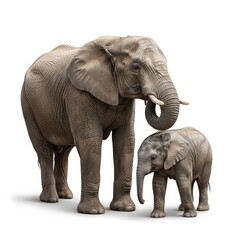 Obraz premium Large Adult Elephant and Juvenile Calf Together