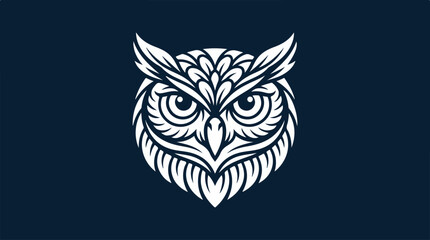 Fototapeta premium Intricate owl illustration with detailed feathers and focused gaze.