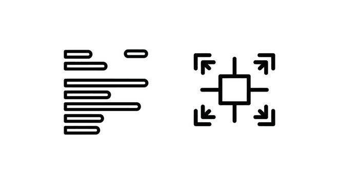 Text alignment options icon set vector illustration, typography formatting symbols for document layout and design