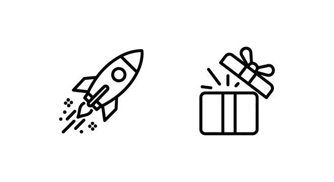 Digital feature rollout and release icons representing product launch, new software updates, and innovation for business development and user engagement