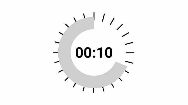 15 Second Countdown Timer with Digital Clock and Minimalist Circular Progress Bar for Presentations and Media Projects 4k video animation seamless loop