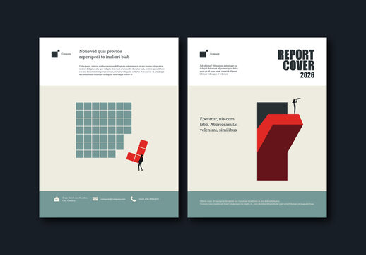 Business Report Cover Template with Switch On Illustration