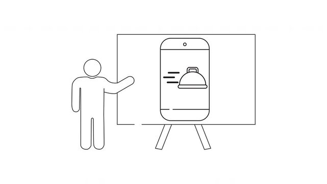 Presentation of New Technology - Line Art Illustration.