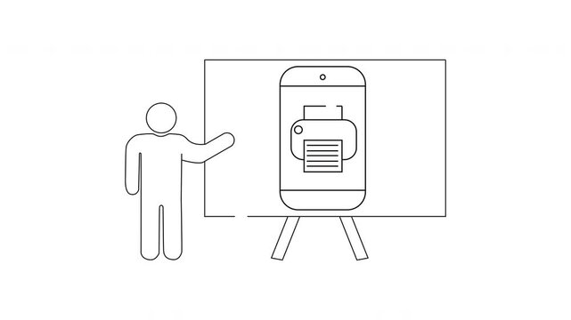 Presentation of Printer Technology - Outline Illustration.