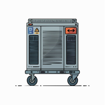 Industrial air conditioning unit vector illustration with wheels