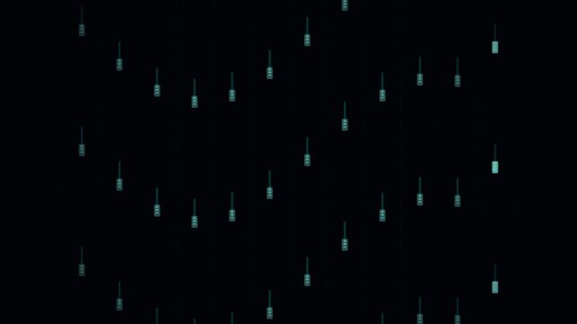 Glowing particles fall rapidly in a dark space with no visible objects or people around.