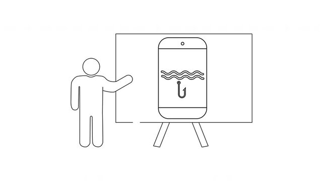 Presentation of Water Tank with Hook in Outline Style.