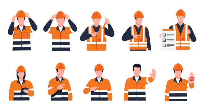 Construction Worker Safety Instructions. Safety Gear. Protective Clothing. Personal Protective Equipment. Instruction Set.
